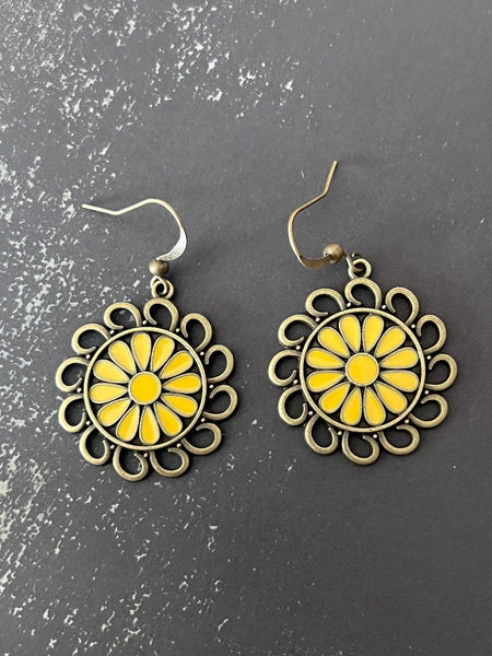 Boucles oreilles fleurs jaunes Comme un ange