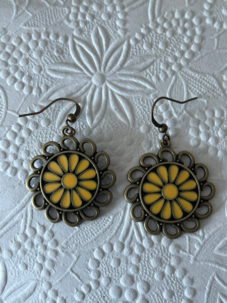 Boucles oreilles fleurs jaunes Comme un ange