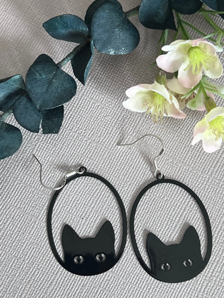 Boucles oreilles chat noir Comme un ange