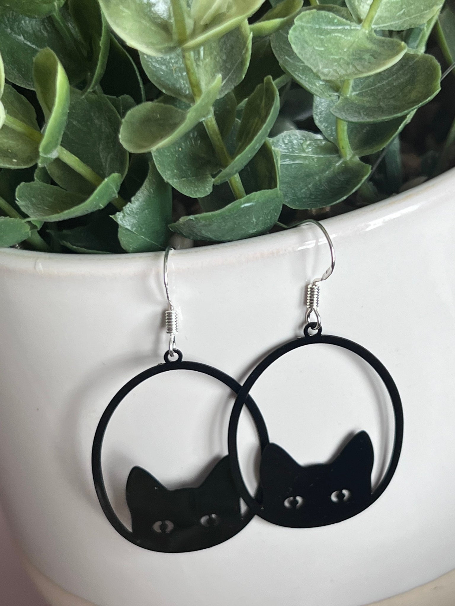 Boucles oreilles chat noir Comme un ange
