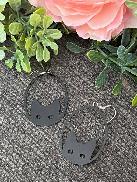 Boucles oreilles chat noir Comme un ange