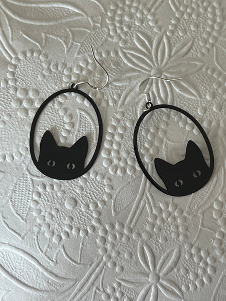 Boucles oreilles chat noir Comme un ange
