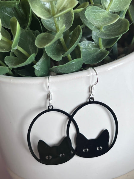 Boucles oreilles chat noir Comme un ange