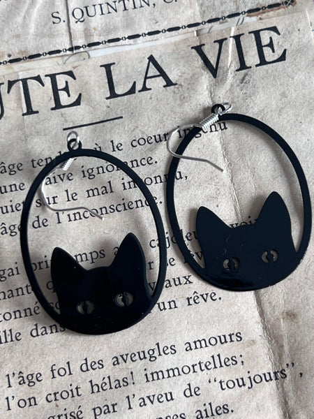 Boucles oreilles chat noir Comme un ange