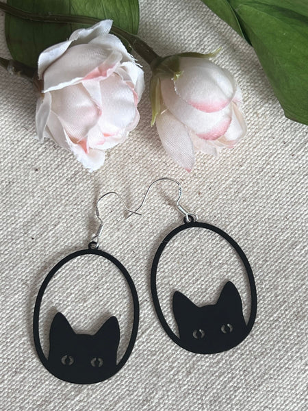 Boucles oreilles chat noir Comme un ange