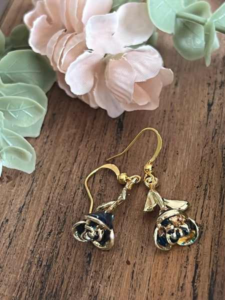 Bijoux fleurs roses bleues Comme un ange