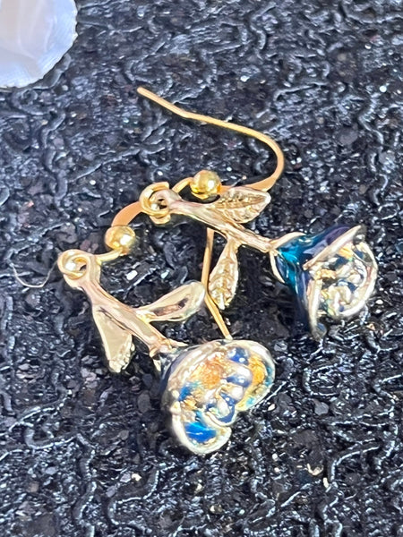 Bijoux fleurs roses bleues Comme un ange