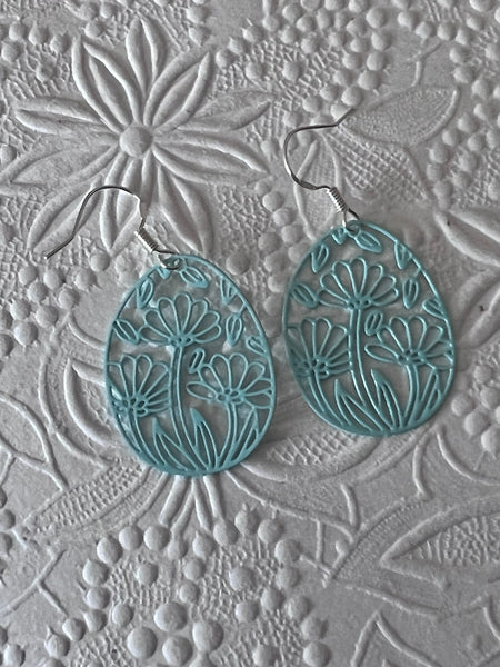 Boucles oreilles œuf de Pâques fleuris   Turquoise Comme un ange