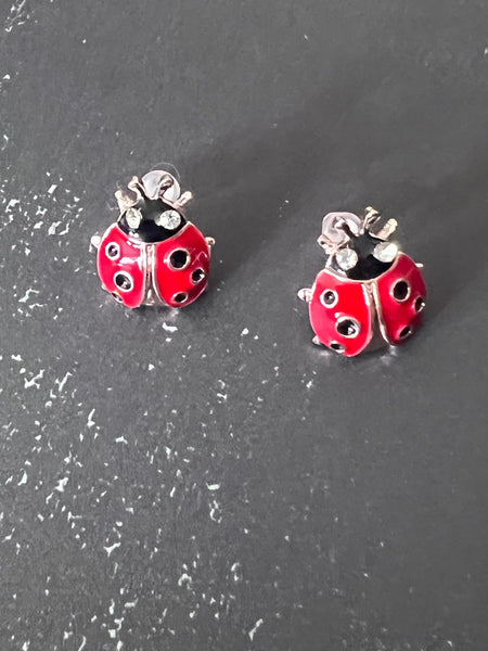 Boucles oreilles cabochon coccinelle rouge bijoux porte bonheur Comme un ange
