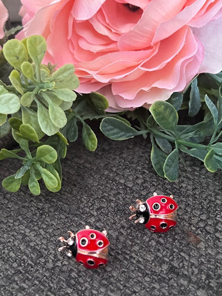 Boucles oreilles cabochon coccinelle rouge bijoux porte bonheur Comme un ange