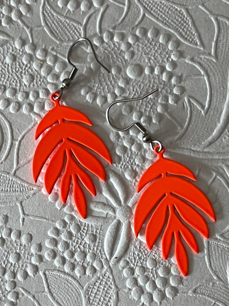 Boucles oreilles feuilles orange fluos Comme un ange