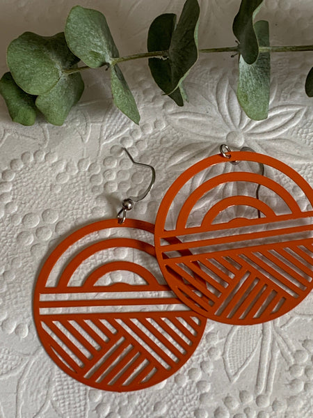 Boucles d’oreilles breloque cercle à motifs orange sur crochet alliage de métaux argent Comme un ange