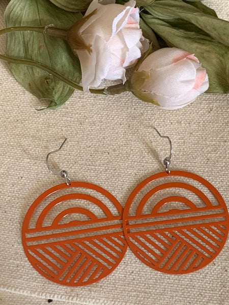 Boucles d’oreilles breloque cercle à motifs orange sur crochet alliage de métaux argent Comme un ange