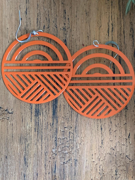 Boucles d’oreilles breloque cercle à motifs orange sur crochet alliage de métaux argent Comme un ange