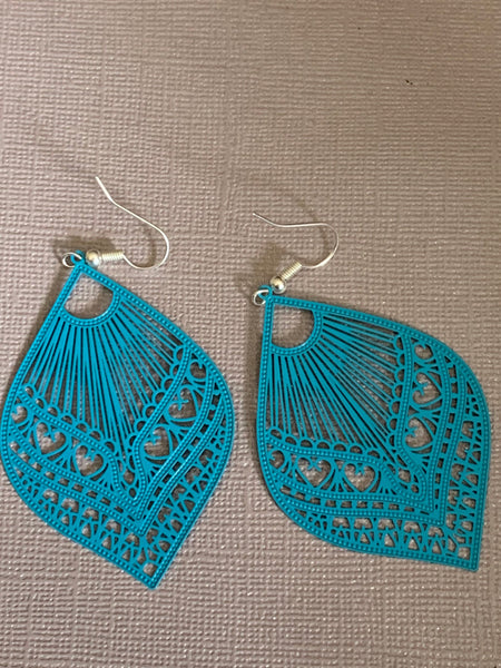Boucles d’oreilles goutte bleue à motifs mandala sur crochet alliage de métaux argent Comme un ange