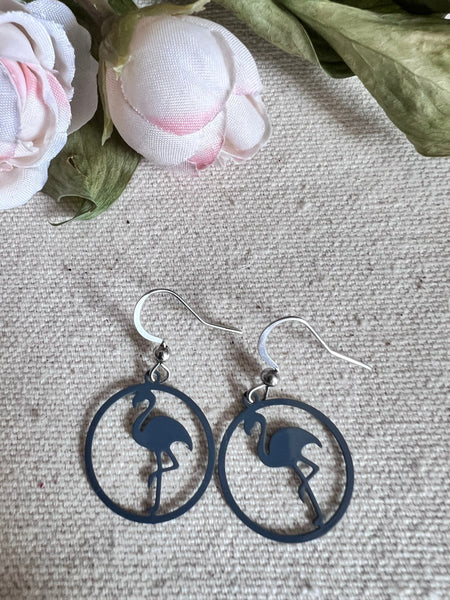Boucles d’oreilles breloque flamant rose sur crochet alliage de métaux argent Comme un ange
