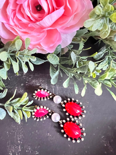 Boucles d’oreilles rouge et perle Comme un ange