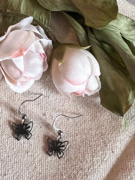 Boucles d’oreilles breloque papillon alliage métaux argent Comme un ange