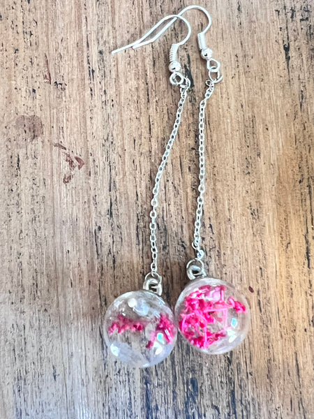 Boucles oreilles boules de fleurs rouges Comme un ange