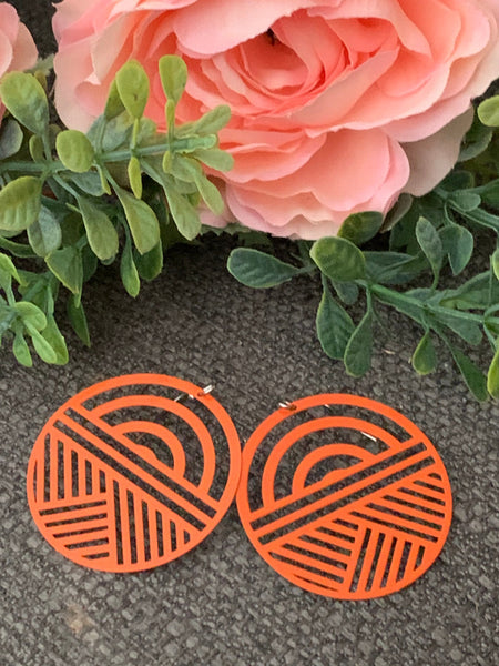 Boucles d’oreilles breloque cercle à motifs orange sur crochet alliage de métaux argent Comme un ange