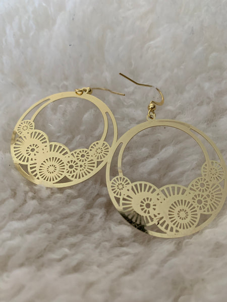 Boucles d’oreilles breloque cercle or à motifs Comme un ange
