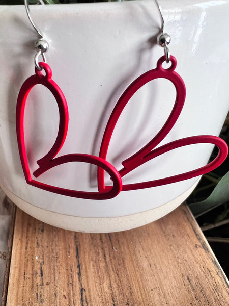 Boucles d’oreilles breloque coeur rouge sur crochet alliage de métaux argent Comme un ange