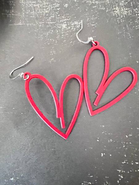Boucles d’oreilles breloque coeur rouge sur crochet alliage de métaux argent Comme un ange