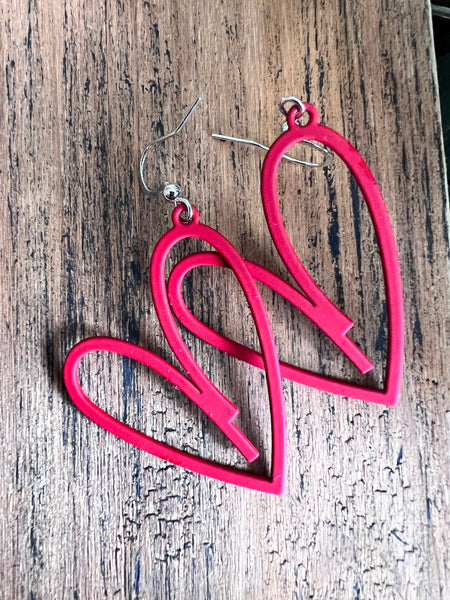 Boucles d’oreilles breloque coeur rouge sur crochet alliage de métaux argent Comme un ange