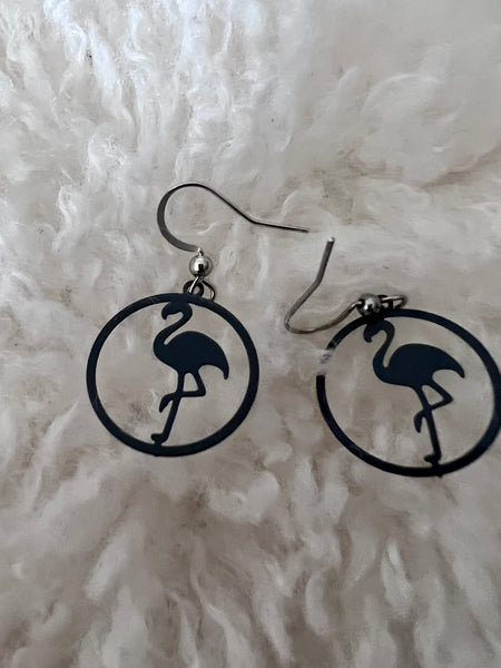 Boucles d’oreilles breloque flamant rose sur crochet alliage de métaux argent Comme un ange