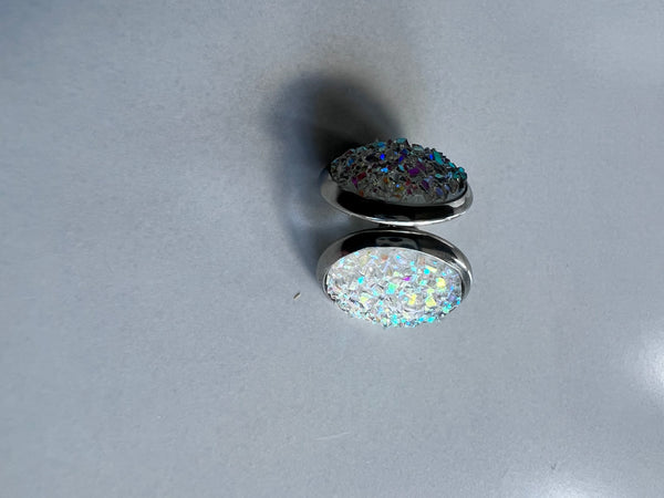 Cabochon givré blanc style imitation druzy Comme un ange
