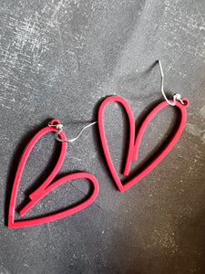 Bijoux boucles oreilles coeur rouge Comme un ange