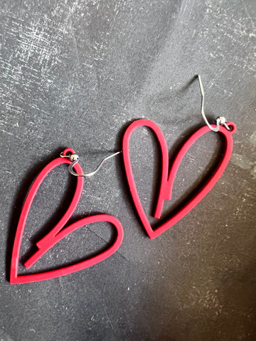 Bijoux boucles oreilles coeur rouge