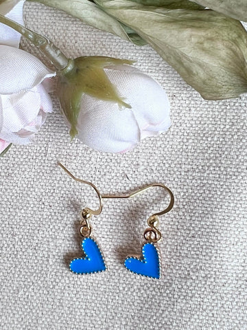 Boucles d’oreilles coeur bleu Comme un ange