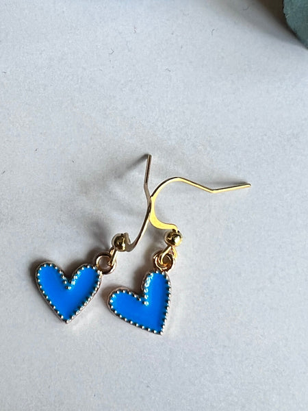 Boucles d’oreilles coeur bleu Comme un ange