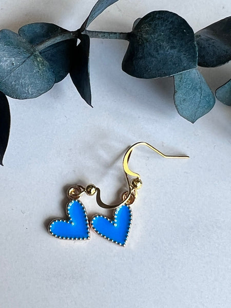 Boucles d’oreilles coeur bleu Comme un ange
