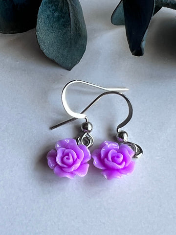 Bijoux boucles d’oreilles de styles roses de couleur mauve