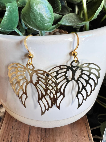 Boucles oreilles ailes anges ton or Comme un ange