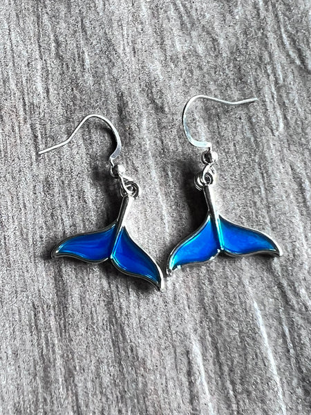 Boucles oreilles queue de baleine queue de sirène bleue Comme un ange