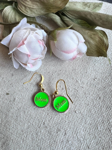 Boucles oreilles mom verte Comme un ange