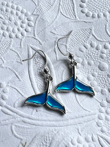 Boucles oreilles queue de baleine queue de sirène bleue Comme un ange