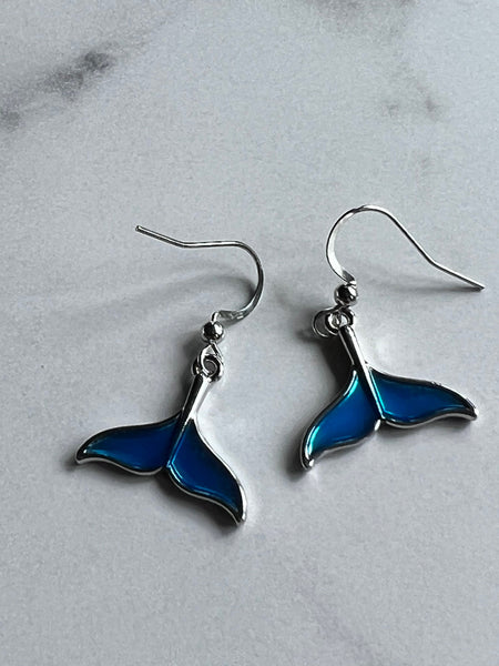 Boucles oreilles queue de baleine queue de sirène bleue Comme un ange