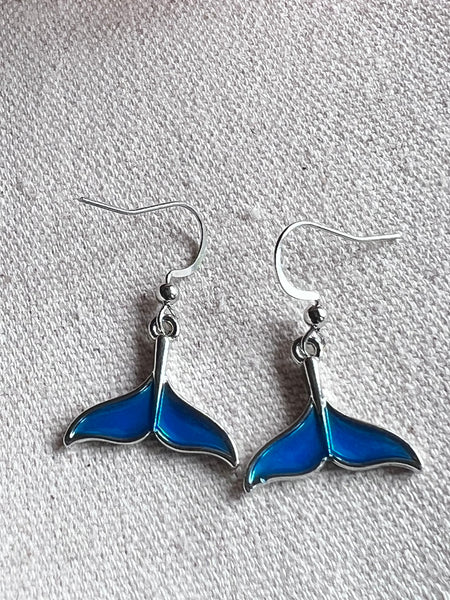 Boucles oreilles queue de baleine queue de sirène bleue Comme un ange