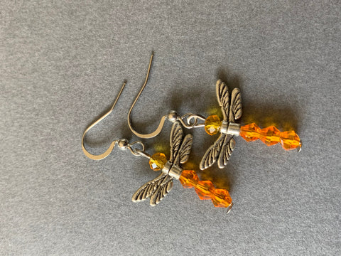 Boucles d’oreilles libellule jaune Comme un ange