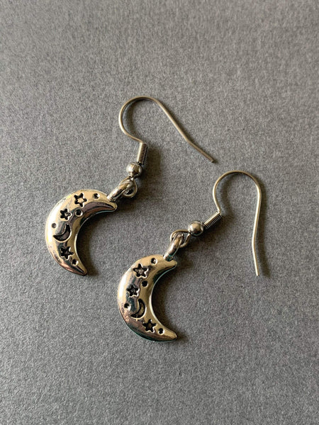 Boucles oreilles lune étoile Comme un ange
