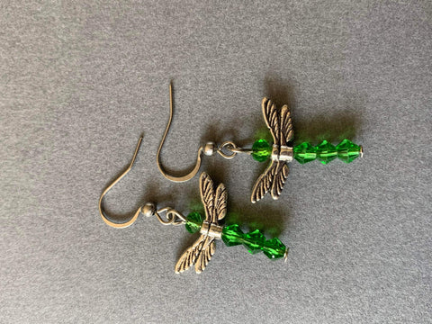 Boucles oreilles libellule verte Comme un ange