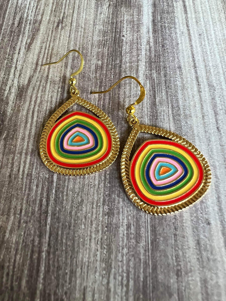 Boucles d’oreilles breloque arc-en-ciel circulaire Comme un ange