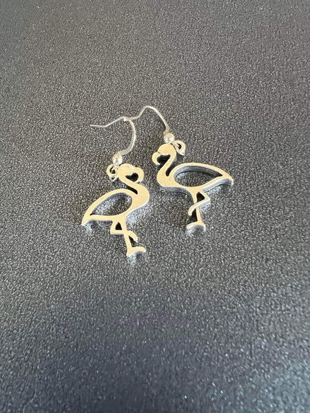 Boucles d’oreilles breloque flamant rose alliage de métaux argent Comme un ange