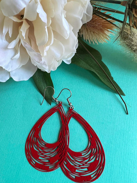 Boucles d’oreilles breloque goutte rouge Comme un ange