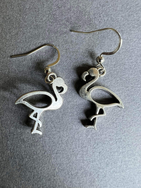Boucles d’oreilles breloque flamant rose alliage de métaux argent Comme un ange