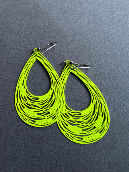 Boucles d’oreilles breloque goutte verte fluo Comme un ange